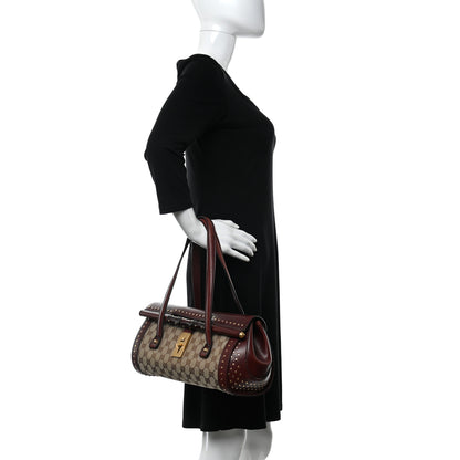 Gucci Monogram Bamboo Bullet Satchel Burgundy 2 of 9