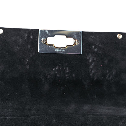 Valentino Garavani Lambskin Sequin Snake Medium Rockstud Spike Shoulder Bag Black 9 of 9
