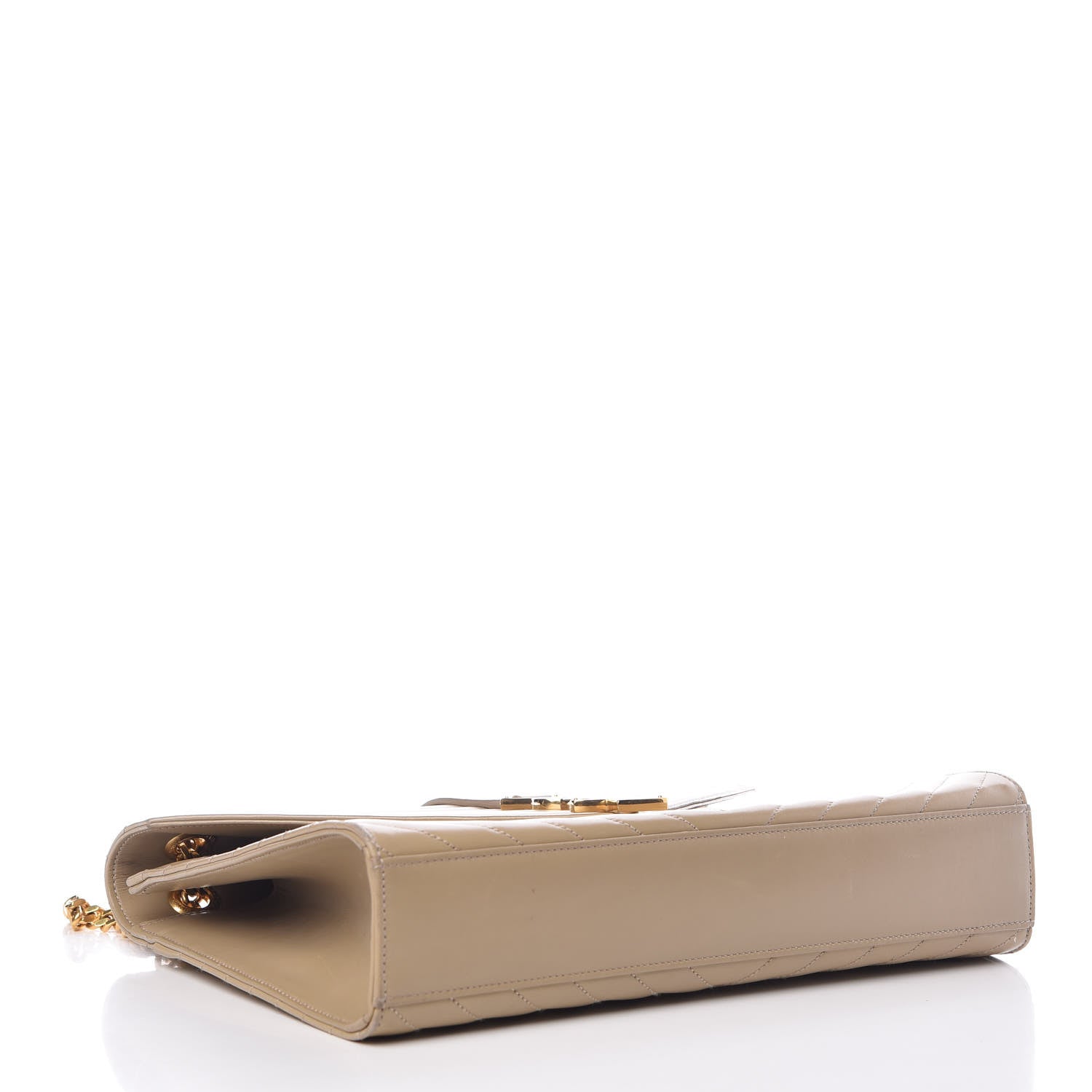 Saint Laurent Lambskin Matelasse Chevron Large Monogram Satchel Beige 4 of 14