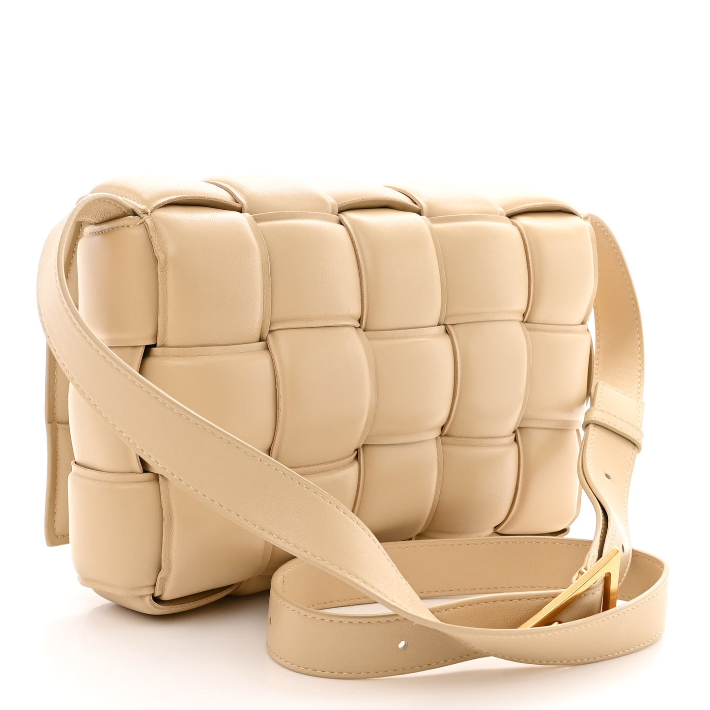 Nappa Maxi Intreccio Padded Cassette Crossbody Bag Porridge