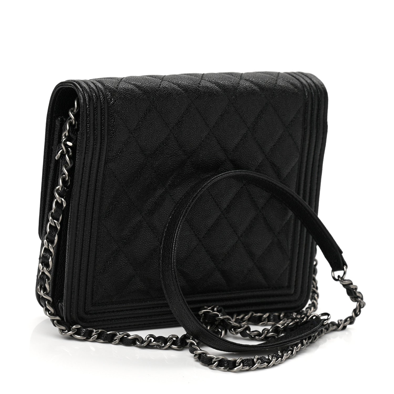 Chanel Caviar Quilted Boy Clutch With Chain Black 3 of 12