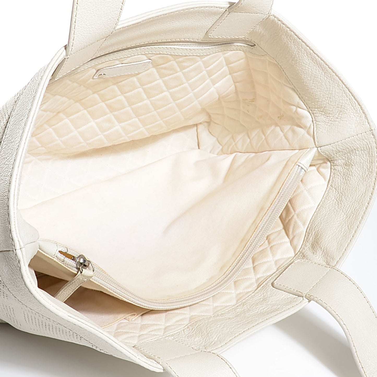 Goatskin Perforated Large Tote White