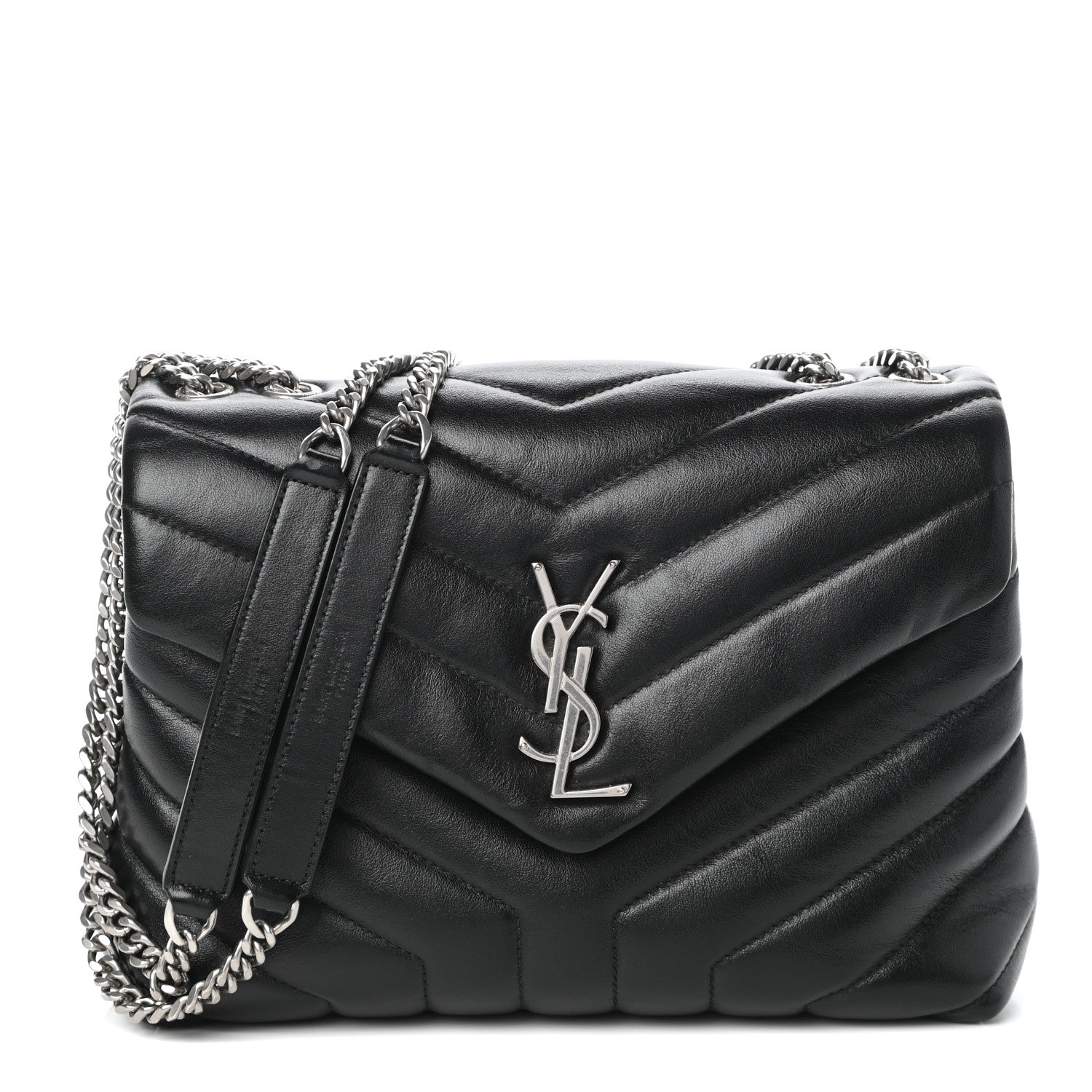 Saint Laurent Calfskin Y Quilted Monogram Small Loulou Chain Satchel Black 1 of 11