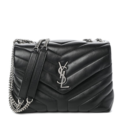 Saint Laurent Calfskin Y Quilted Monogram Small Loulou Chain Satchel Black 1 of 11