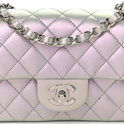 Chanel Iridescent Calfskin Quilted Mini Rectangular Flap Light Purple 8 of 10