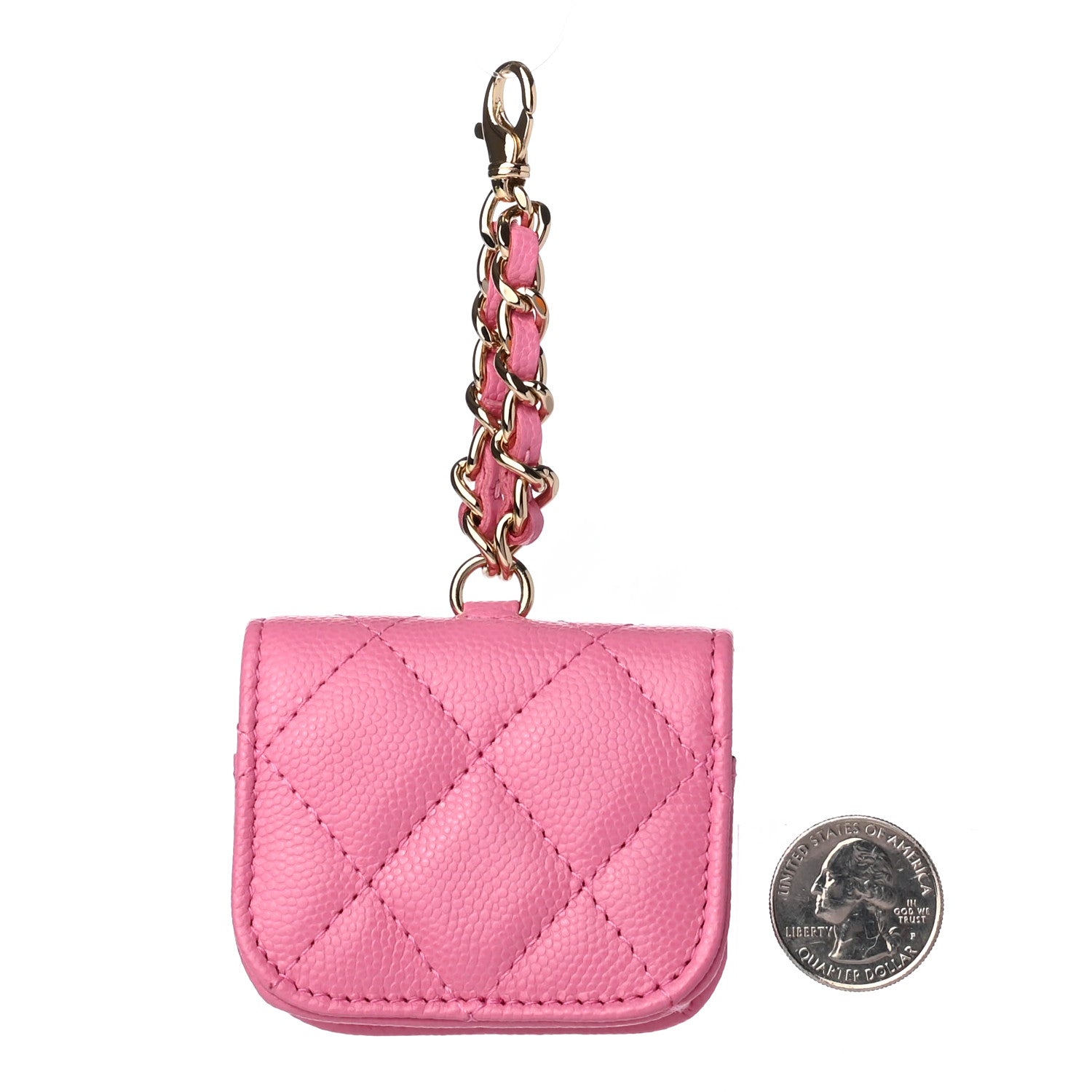 Chanel Caviar Quilted Crystal CC Airpods Pro Case Pink 2 of 6