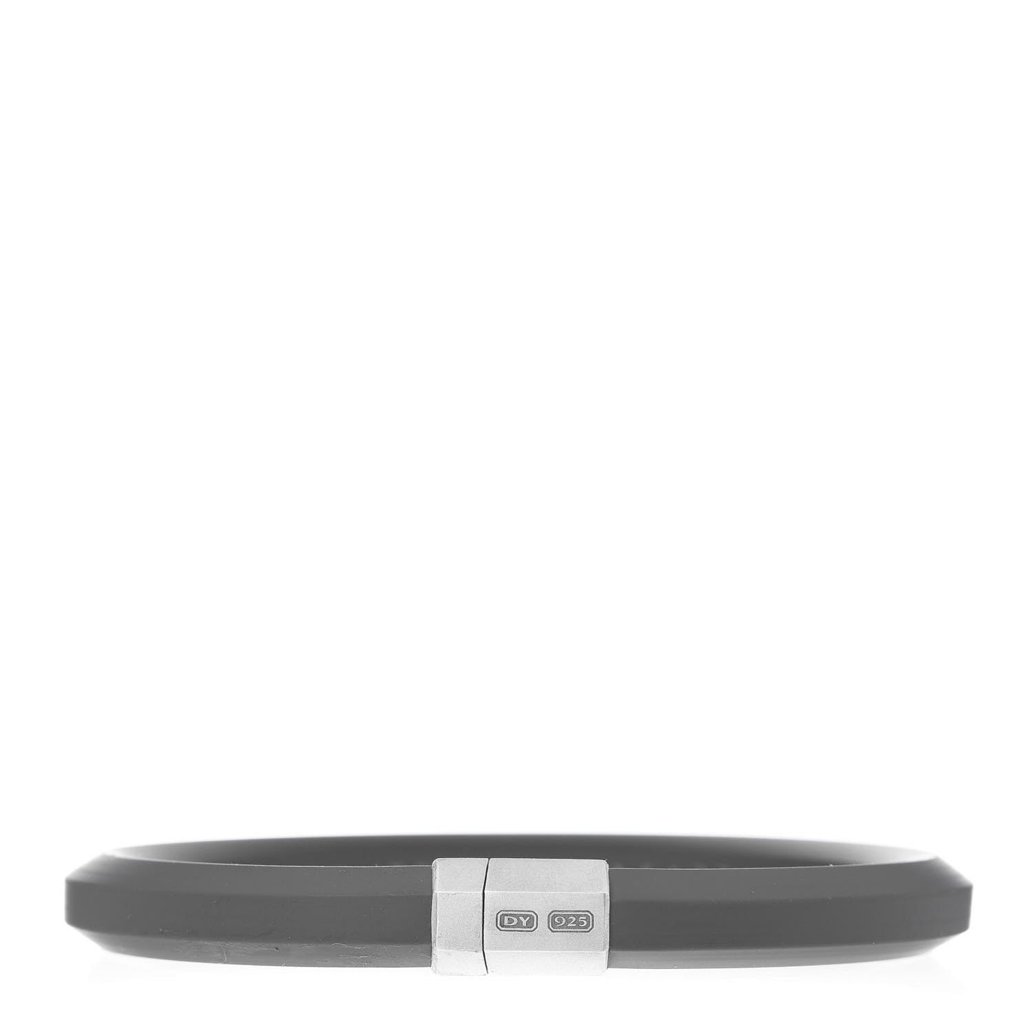 David Yurman Sterling Silver Rubber 10.5mm Mens Hex Bracelet M Black 1 of 5