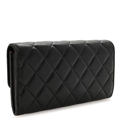 Chanel Lambskin Quilted Large Gusset Flap Wallet Black 3 of 8
