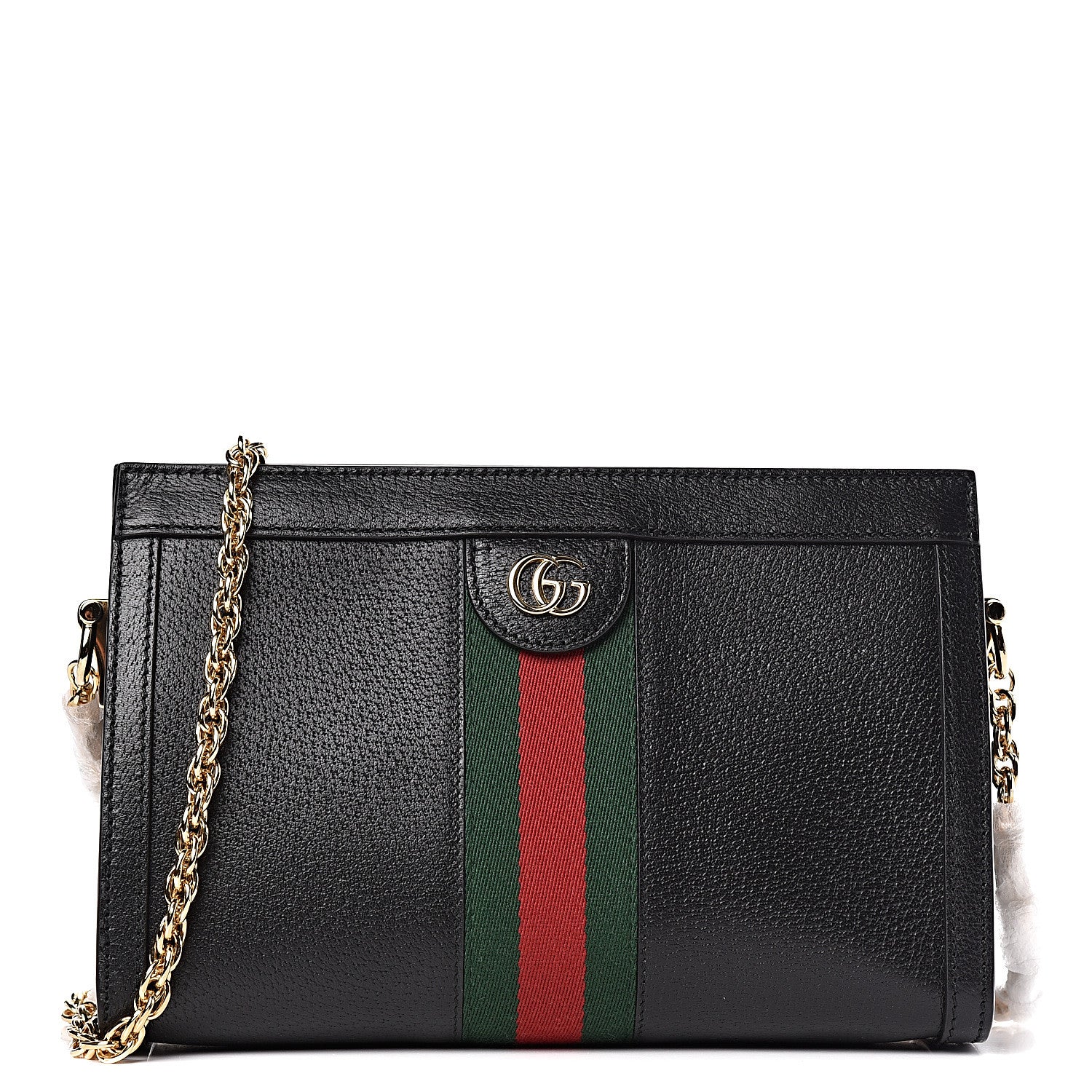 Gucci Calfskin GG Web Small Ophidia Chain Shoulder Bag Black 1 of 10