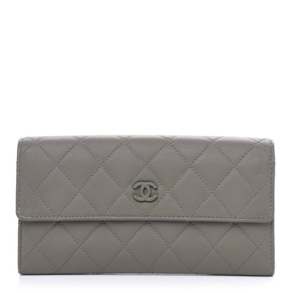 Chanel Calfskin Quilted Large Gusset Flap Wallet Grey 1 of 12