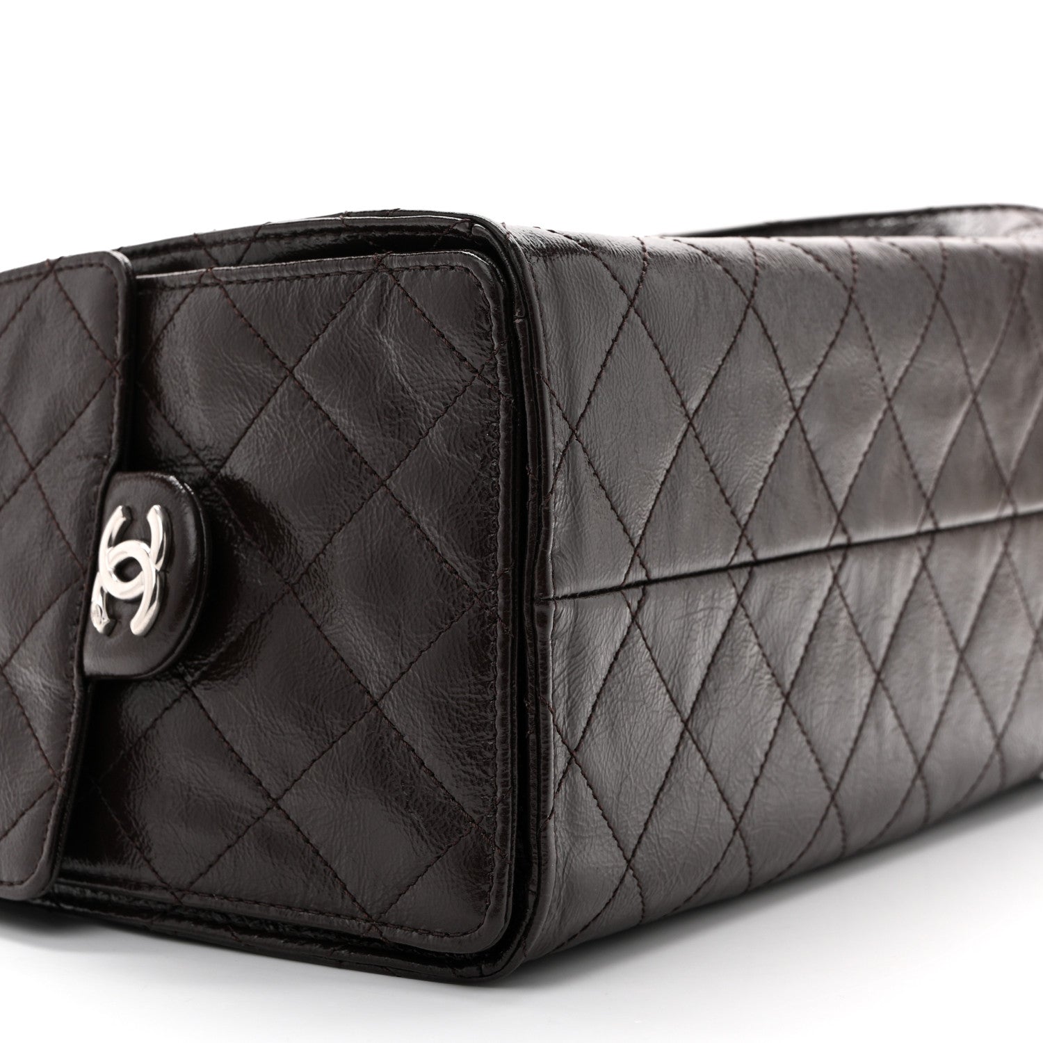 Chanel Shiny Crumpled Calfskin Quilted Small Chanel 25 Handbag Dark Brown 9 of 11