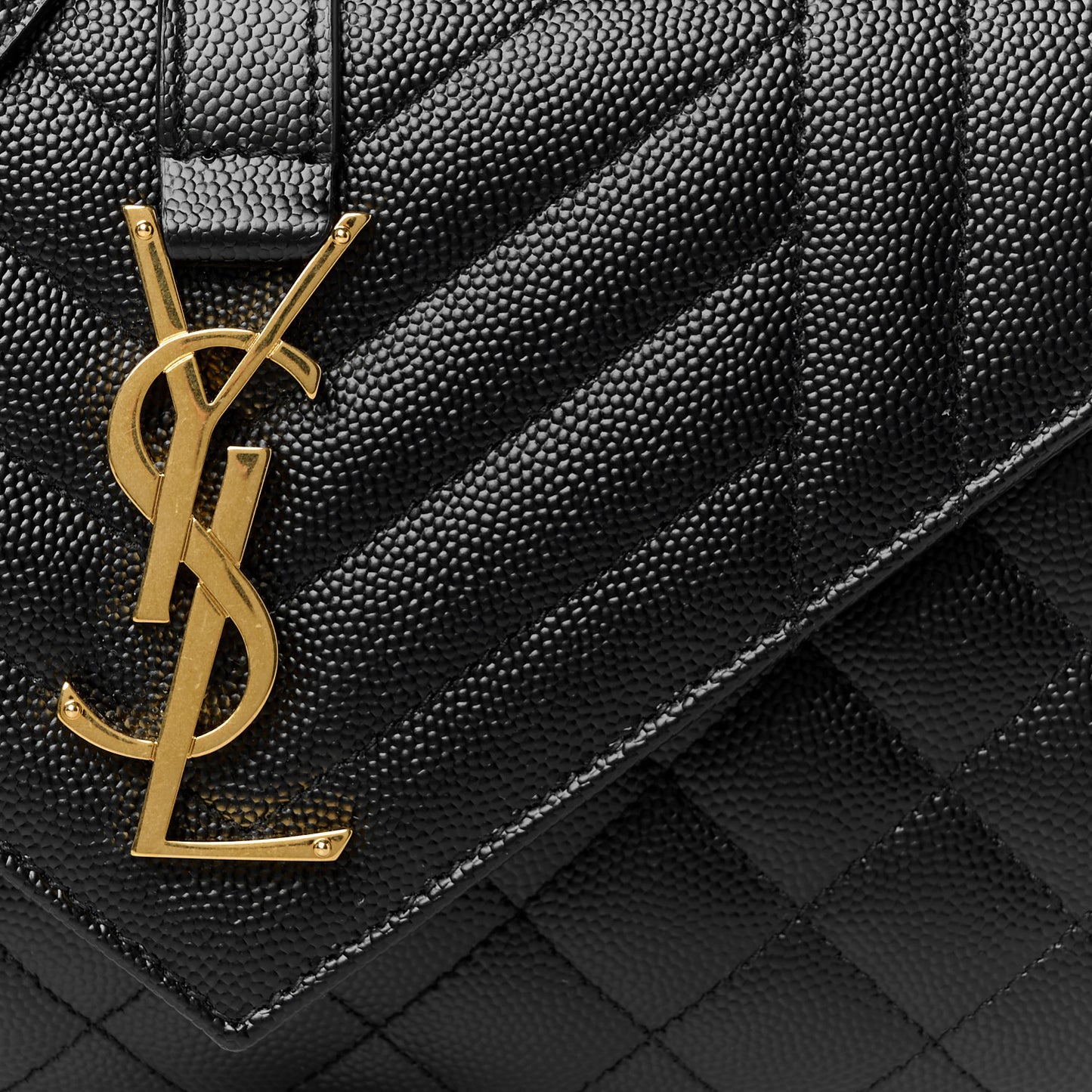 Grain De Poudre Textured Mixed Matelasse Triquilt Small Monogram Satchel Black