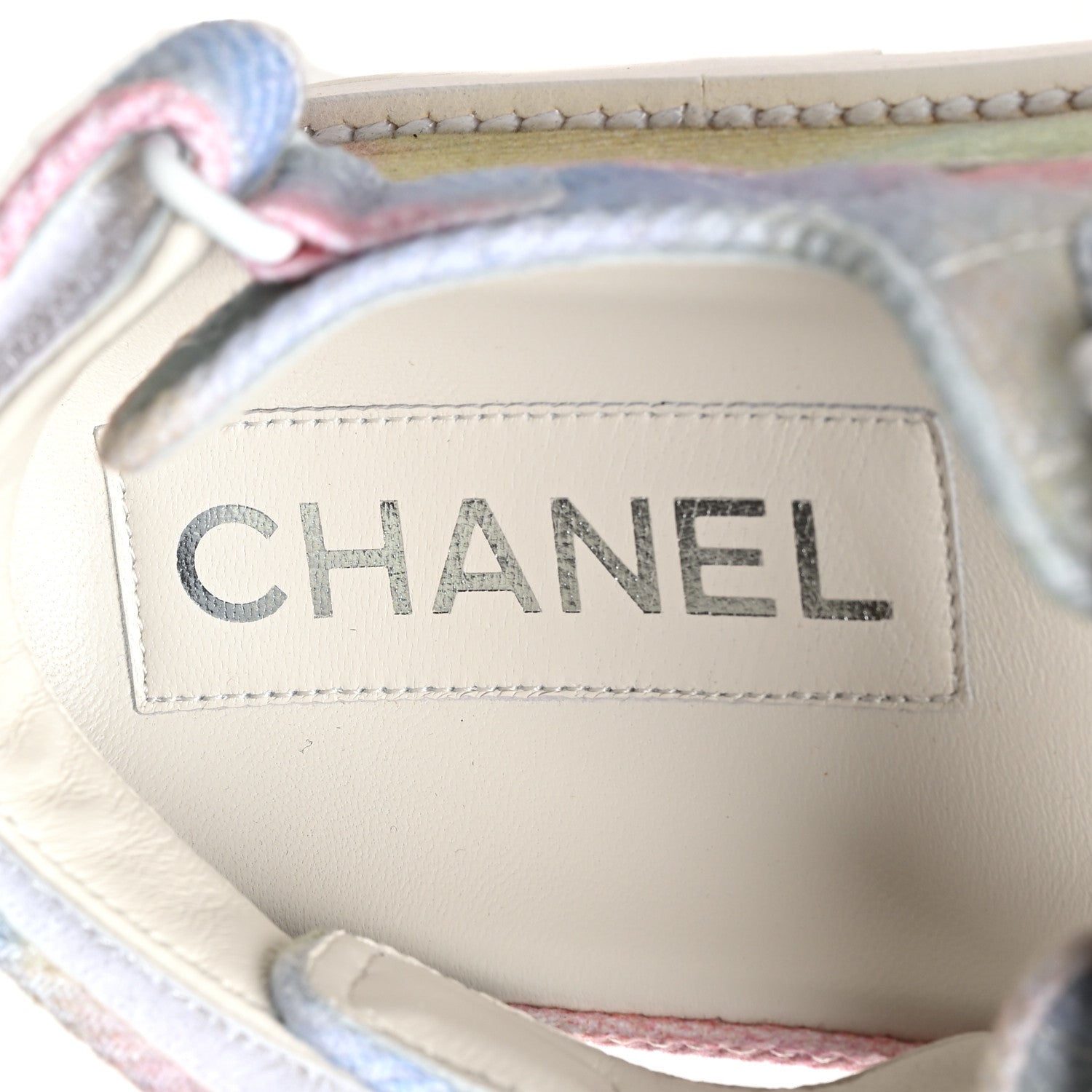 Chanel Printed Fabric Quilted Dad Sandals 37.5 Green Pink Blue 8 of 8