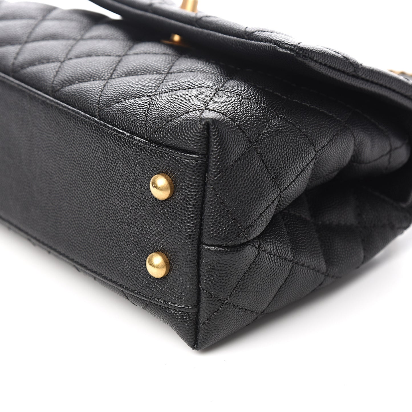 Caviar Quilted Mini Coco Handle Flap Black