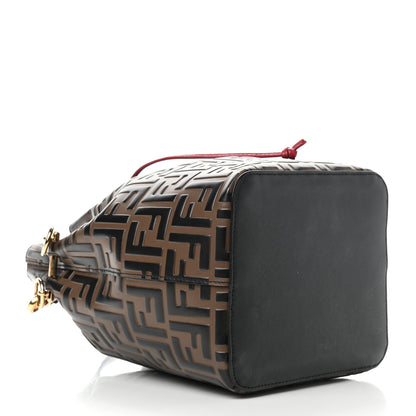 Fendi Vitello Grace F is Fendi Bi-Color FF 1974 Embossed Grande Mon Tresor Bucket Bag Maya Black Fragola 4 of 9