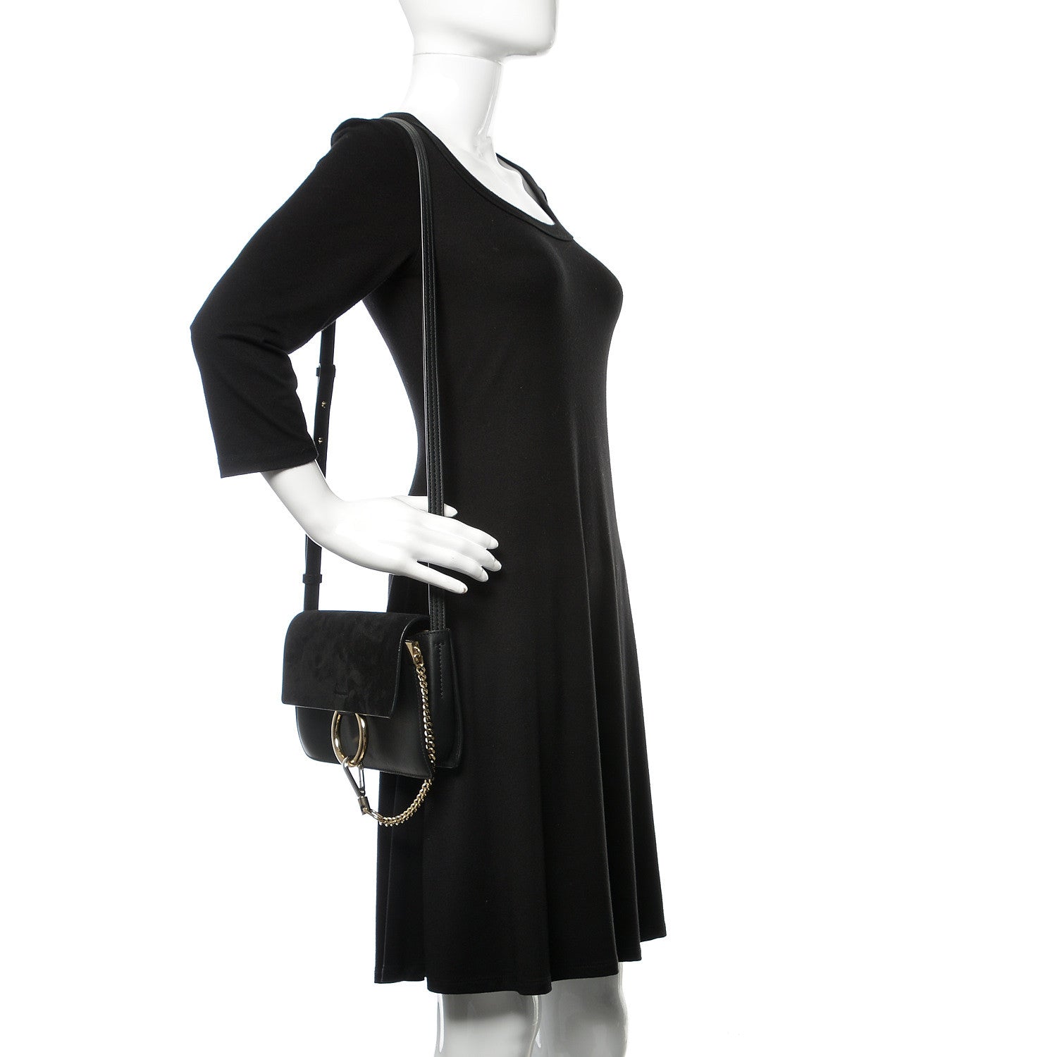 Chloe Suede Calfskin Small Faye Shoulder Bag Black 1 of 8