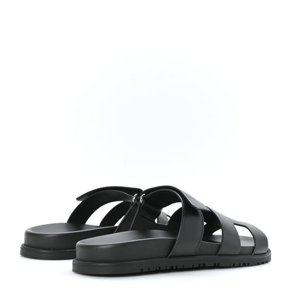 Hermes Calfskin Womens Chypre Sandals 40.5 Black 4 of 9