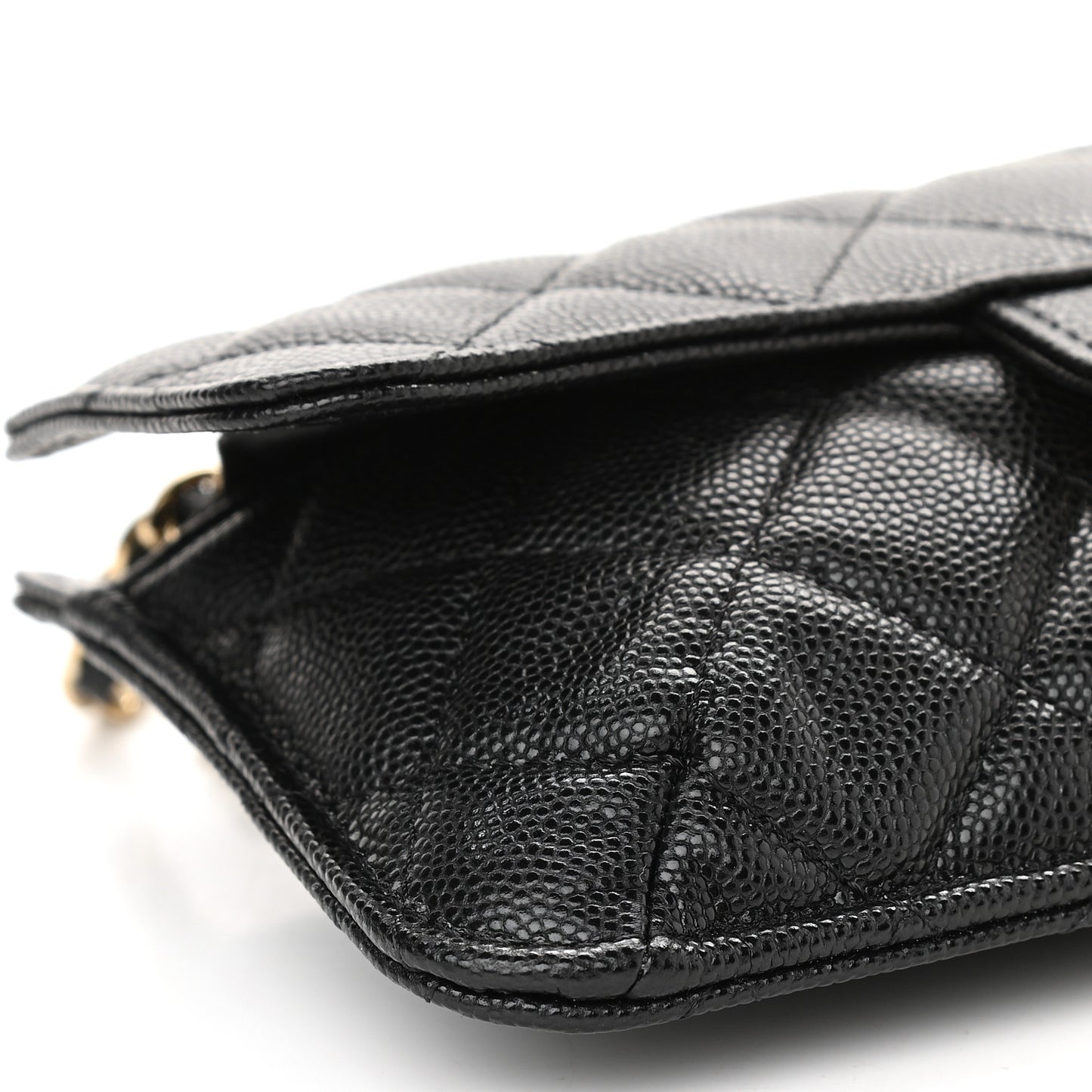 Caviar Fabric Quilted Foldable Tote With Chain Black Multicolor
