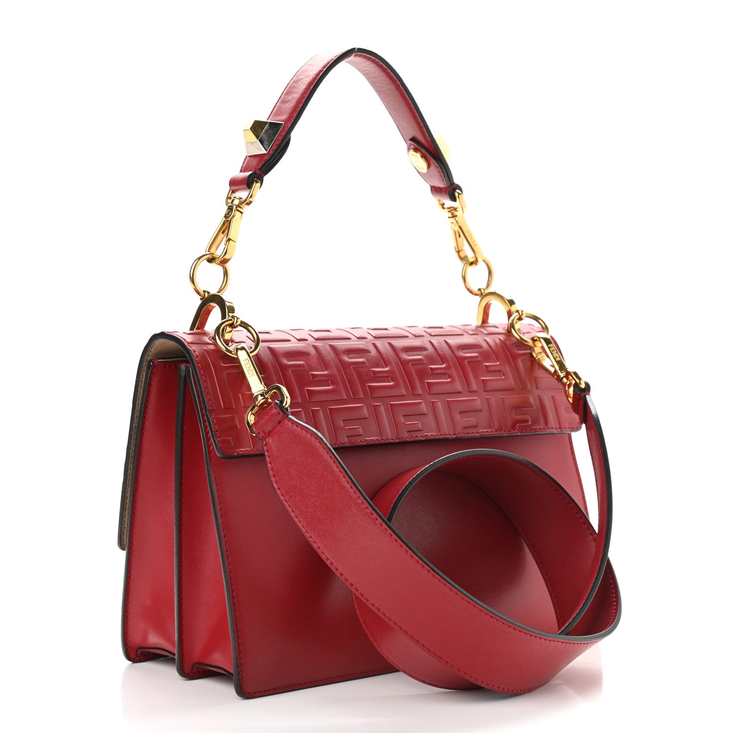 Fendi Vitello Liberty FF 1974 Embossed Kan I Shoulder Bag Fragola 3 of 17