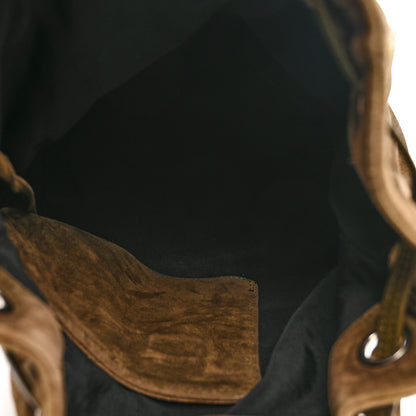 Chanel Suede Drawstring Bucket Bag Khaki 5 of 12