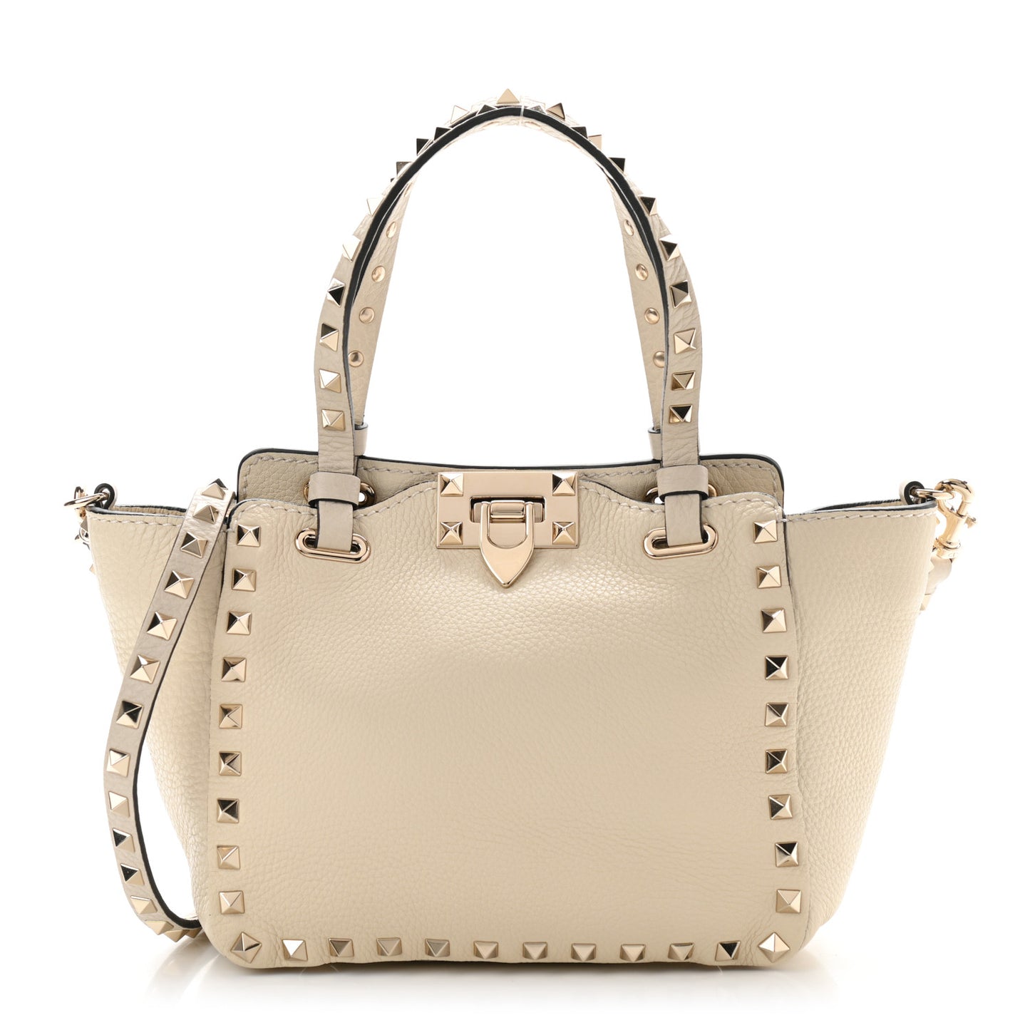 Vitello Mini Rockstud Tote Ivory