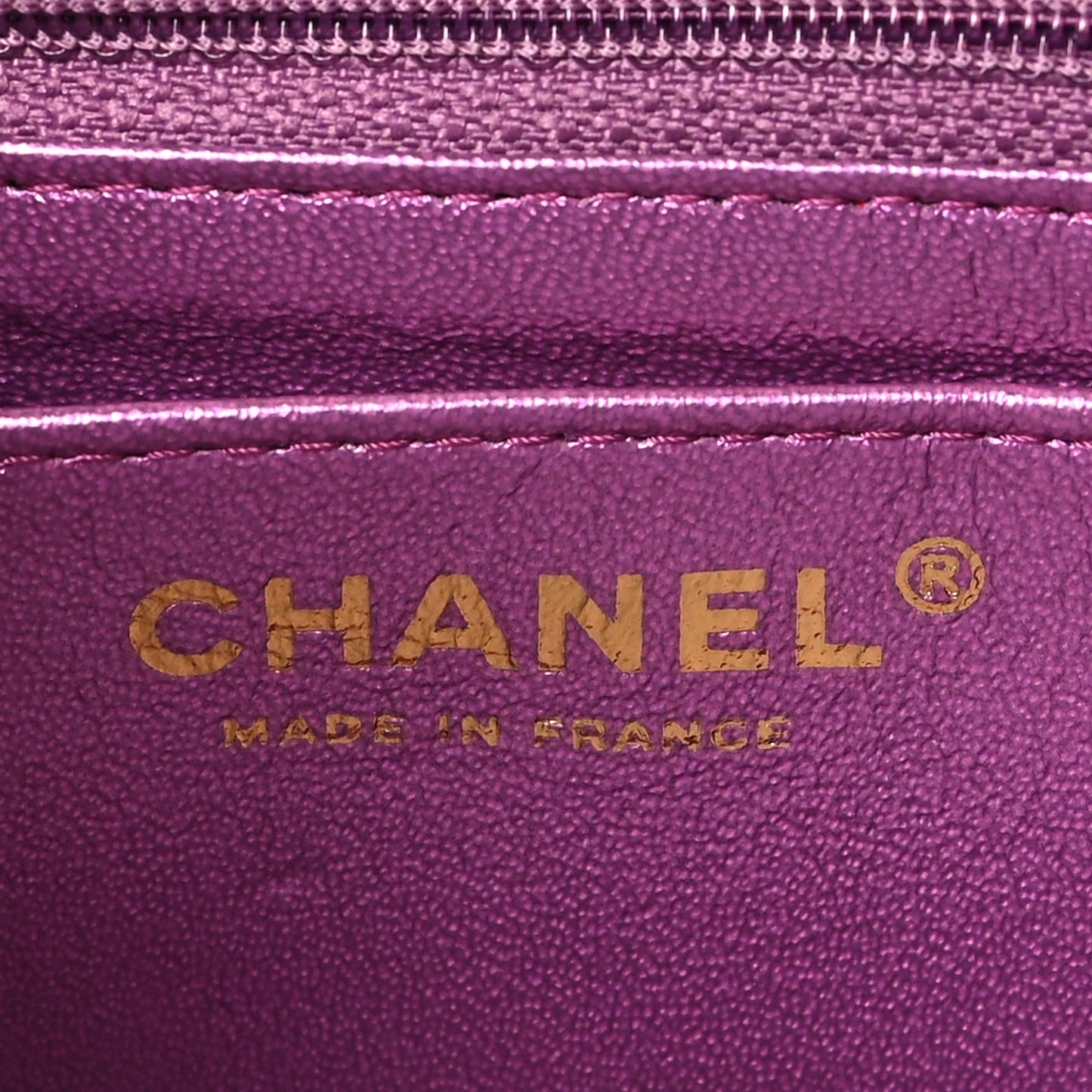 Iridescent Lambskin Quilted Mini Rectangular Flap Purple