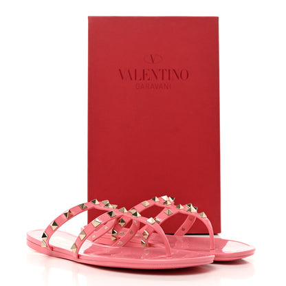 Valentino Garavani PVC Jelly Rockstud Caged Flat Thong Sandals 39 Dawn Pink 8 of 8