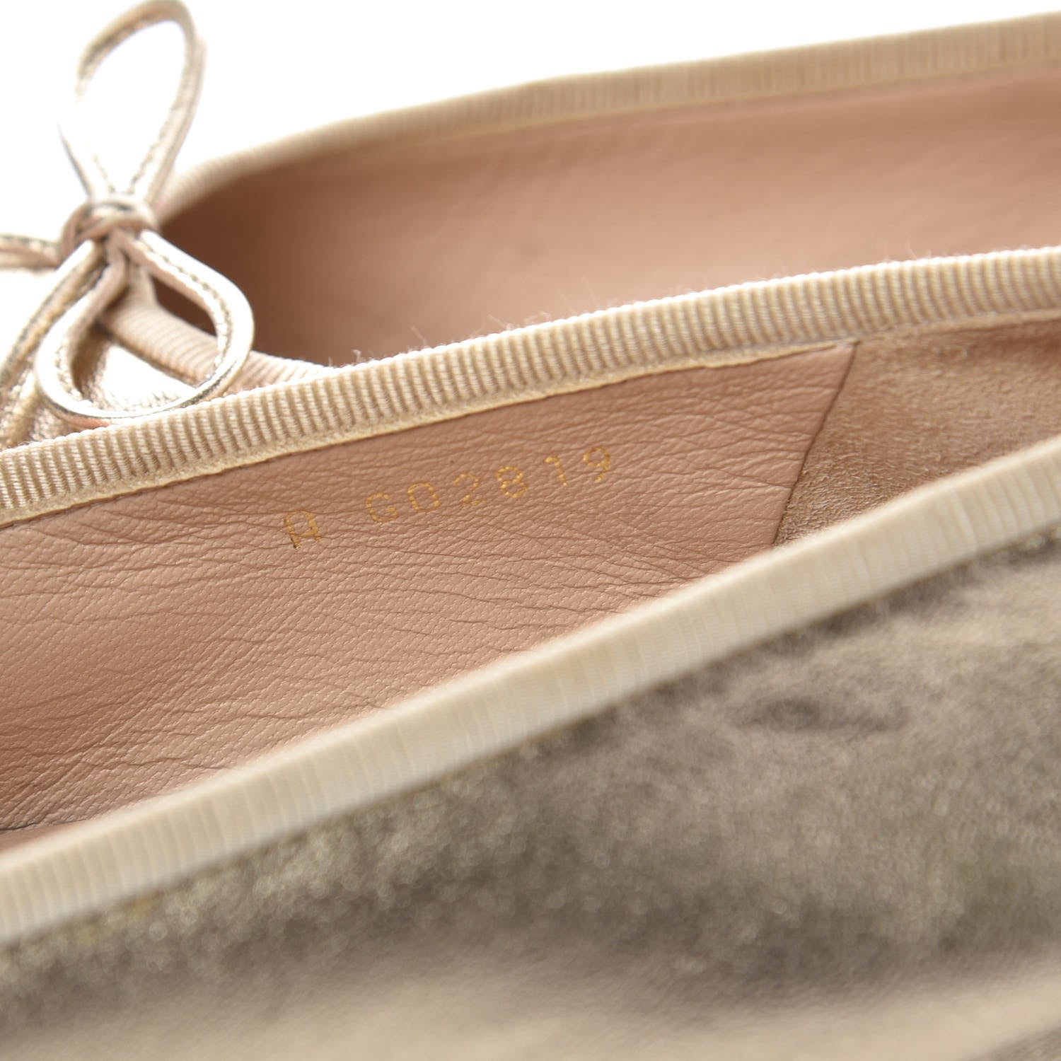 Chanel Metallic Lambskin Caviar CC Cap Toe Ballerina Flats 37.5 Light Gold 7 of 11