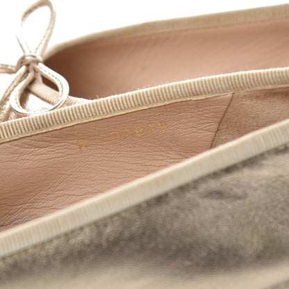 Chanel Metallic Lambskin Caviar CC Cap Toe Ballerina Flats 37.5 Light Gold 7 of 11