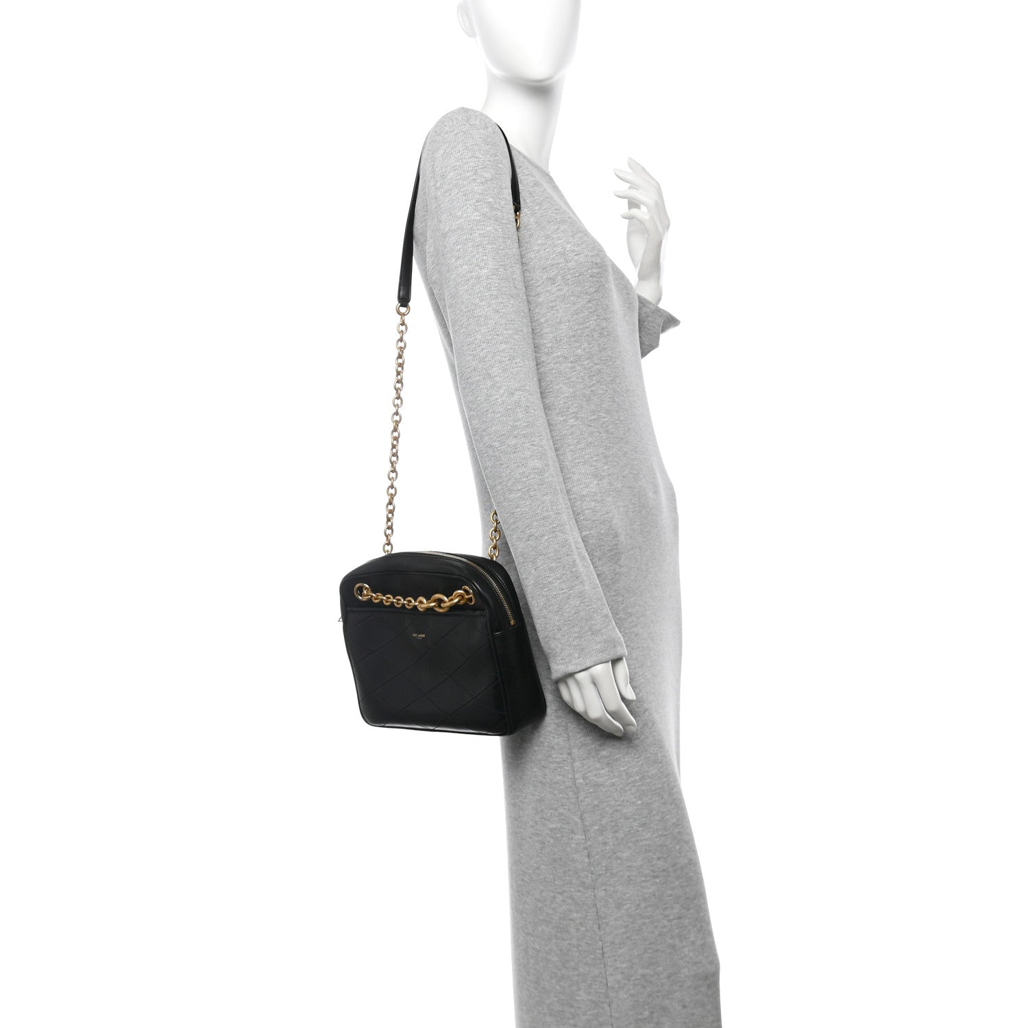 Saint Laurent Lambskin Quilted Le Maillon Chain Strap Crossbody Black 2 of 11