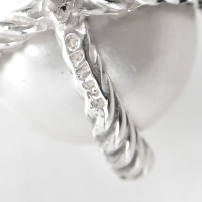 David Yurman Sterling Silver Diamond Pearl 10mm Cable Stud Earrings 4 of 4