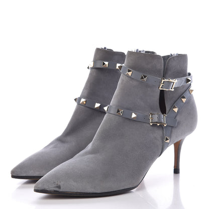 Valentino Garavani Suede Rockstud Double Buckle 65mm Ankle Boots 41 Light Stone 3 of 19