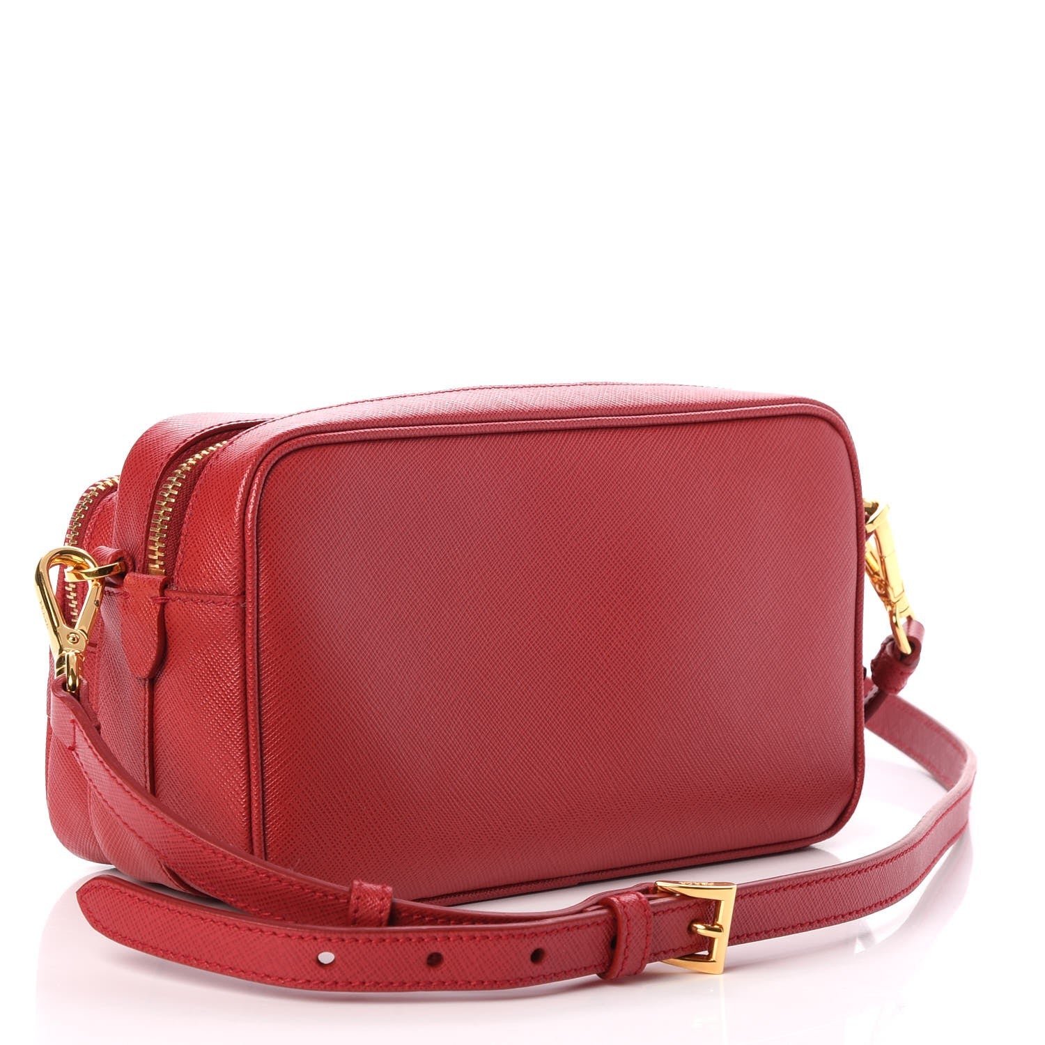 Prada Saffiano Lux Double Zip Crossbody Bag Fuoco 3 of 8