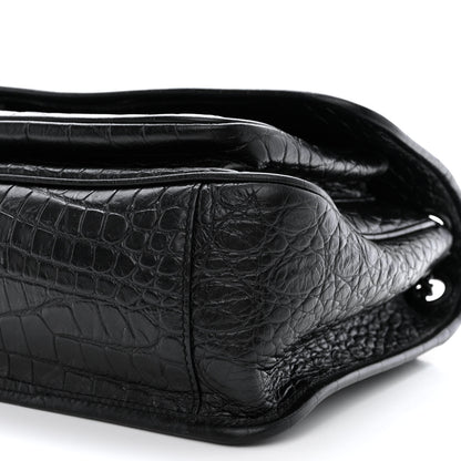 Saint Laurent Crinkled Calfskin Crocodile Embossed Monogram Medium Niki Chain Satchel Black 10 of 10