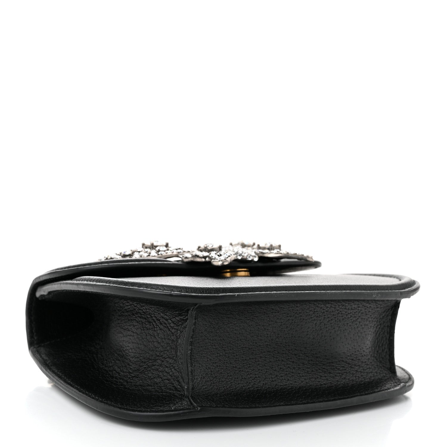 Gucci Calfskin Web Crystal Butterfly Stripe Small Totem Shoulder Bag Black 4 of 10