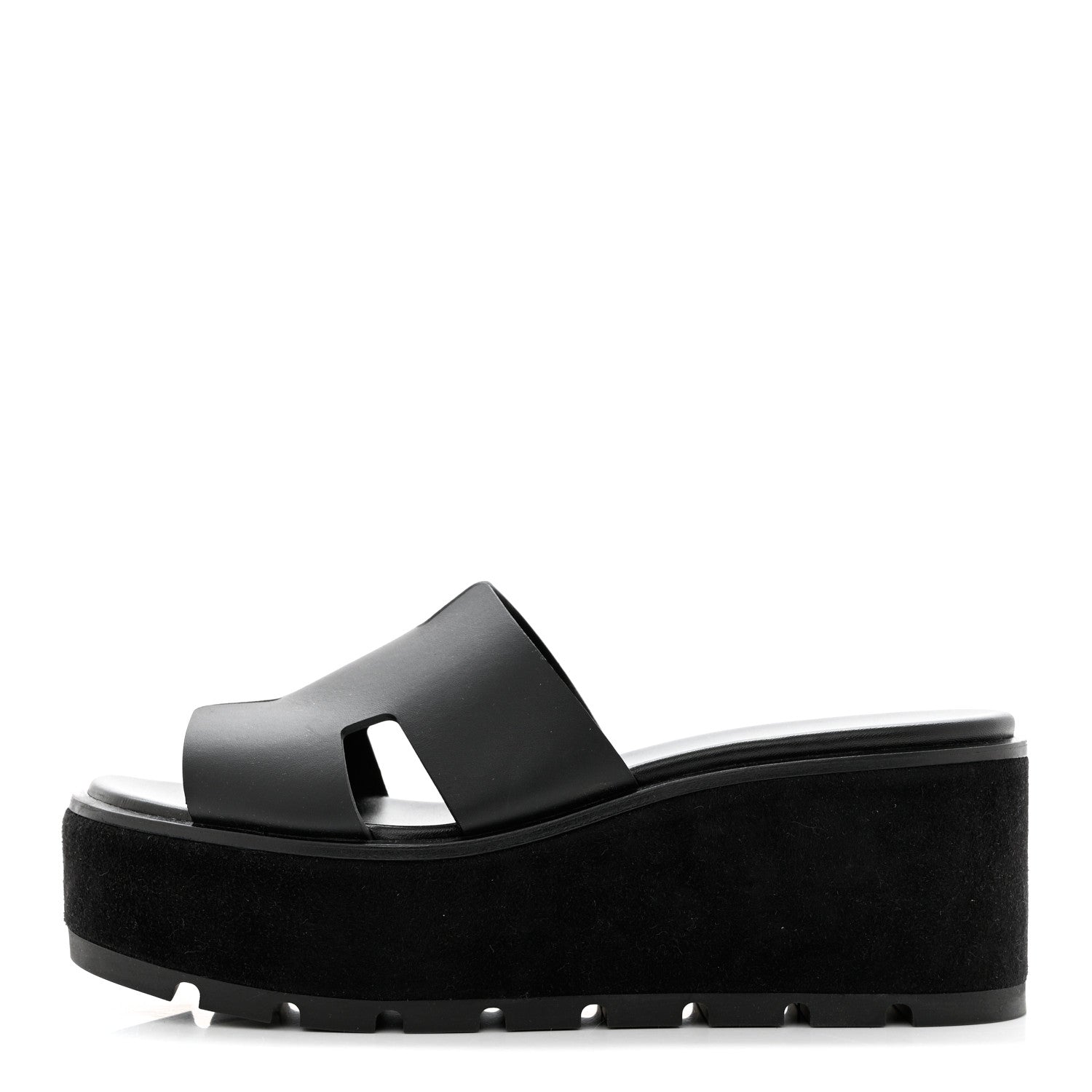 Hermes Calfskin Suede Eze 30 Sandals 38 Black 1 of 12