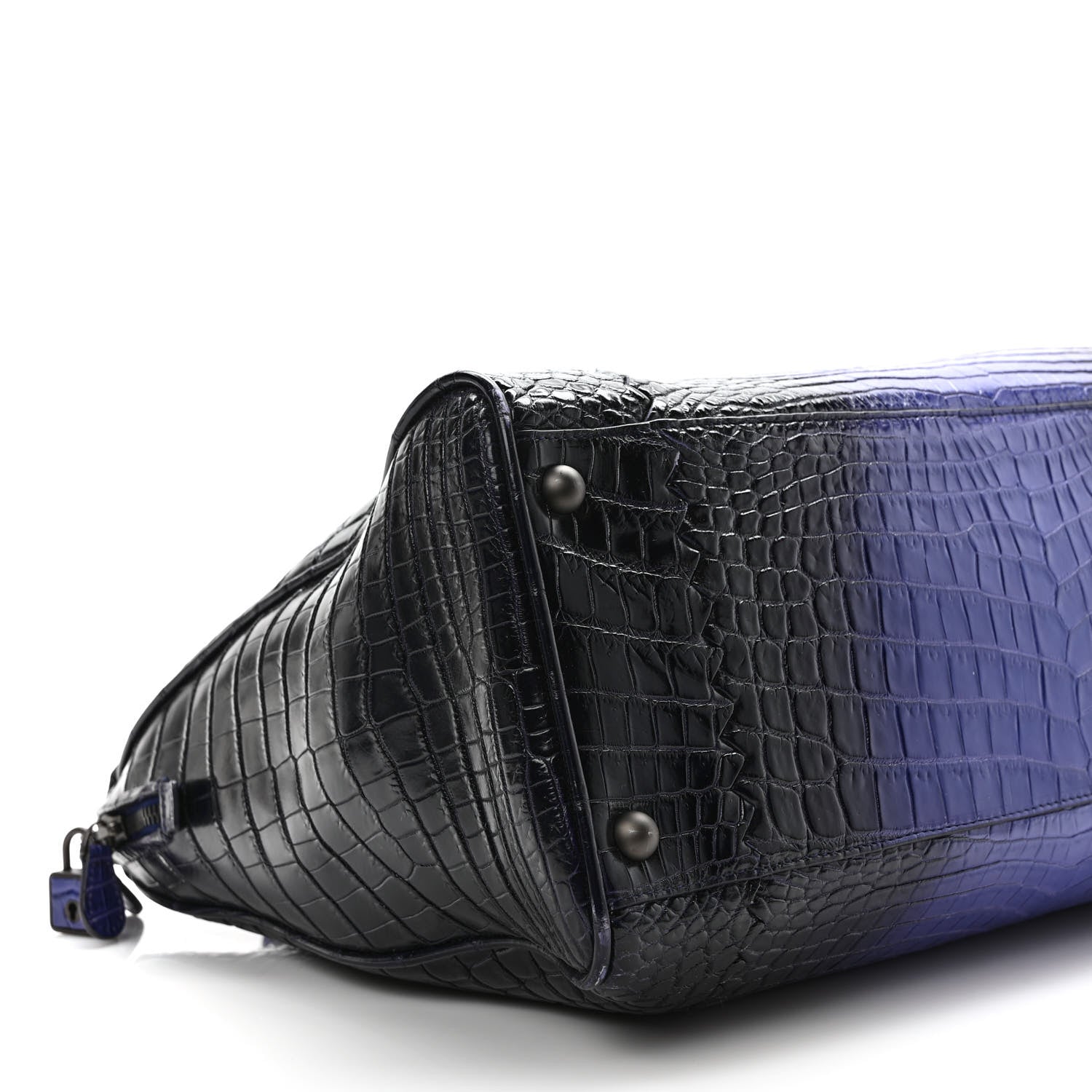 Bottega Veneta Crocodile Boston Purple Black 9 of 12
