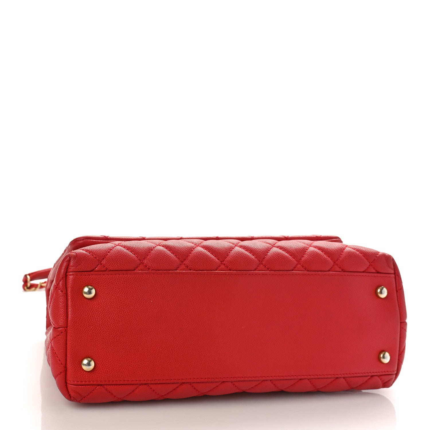 Chanel Caviar Quilted Small Coco Handle Flap Red 4 of 13
