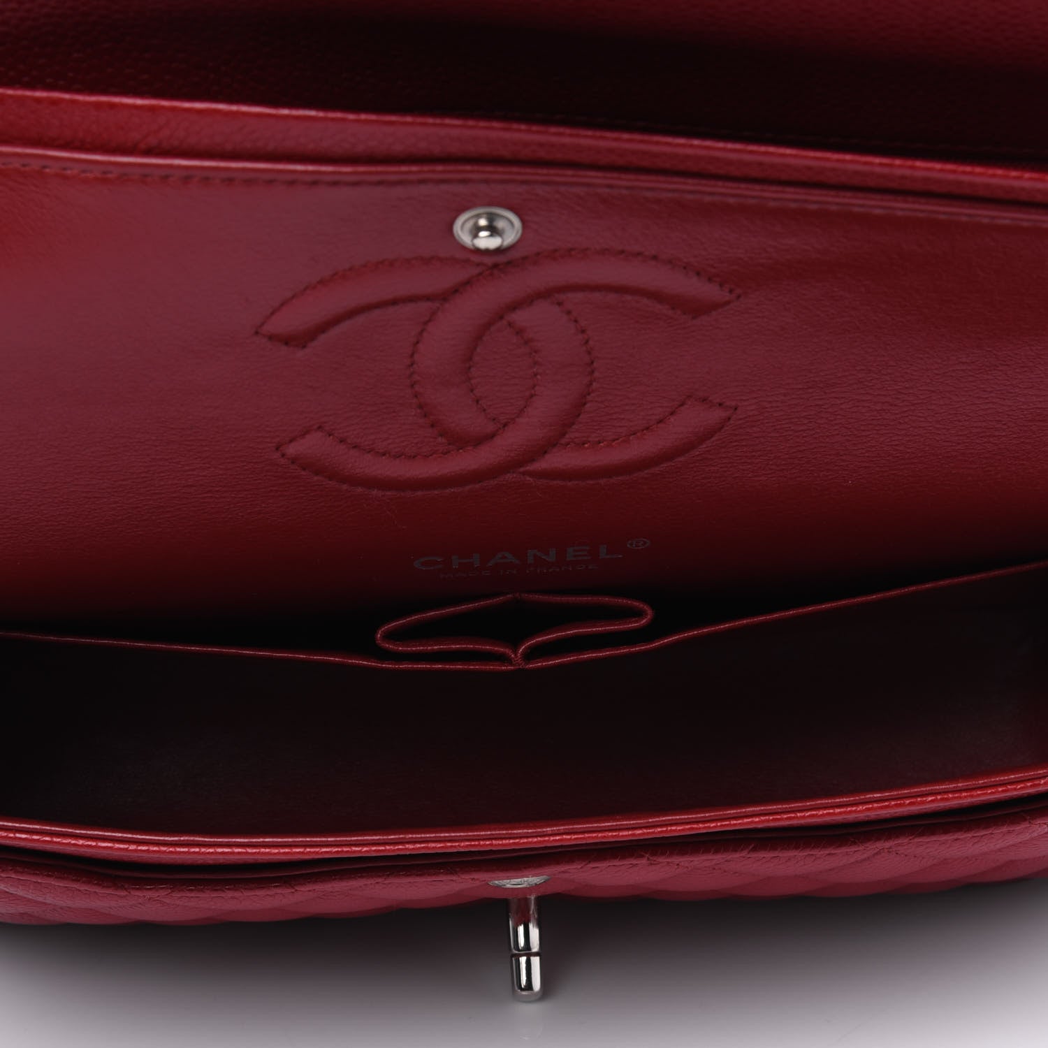 Chanel Caviar Quilted Medium Double Flap Dark Red 3 of 3