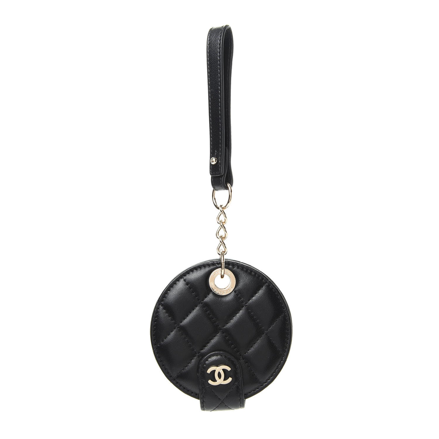 Chanel Lambskin Quilted Round Luggage Tag Black 1 of 5