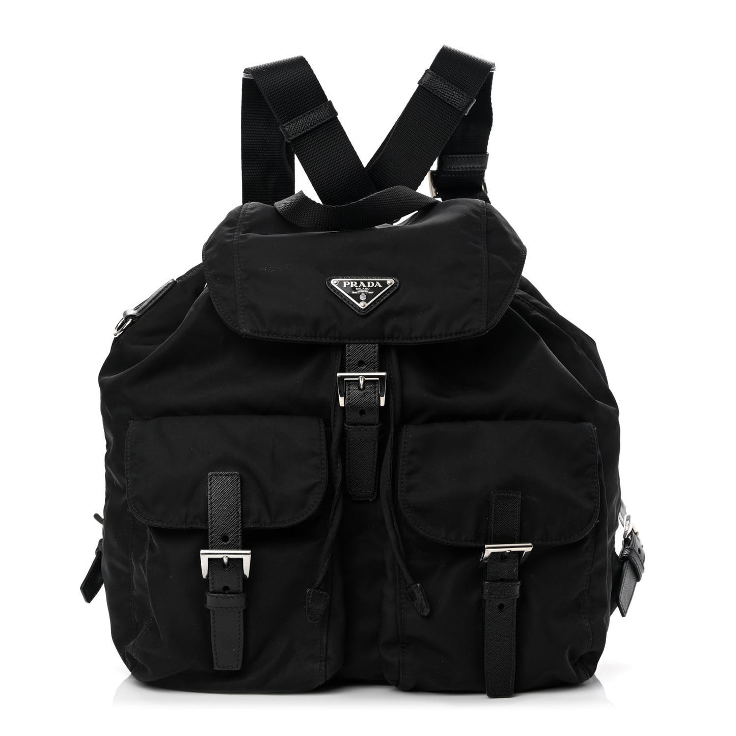 Tessuto Nylon Saffiano Medium Backpack Black