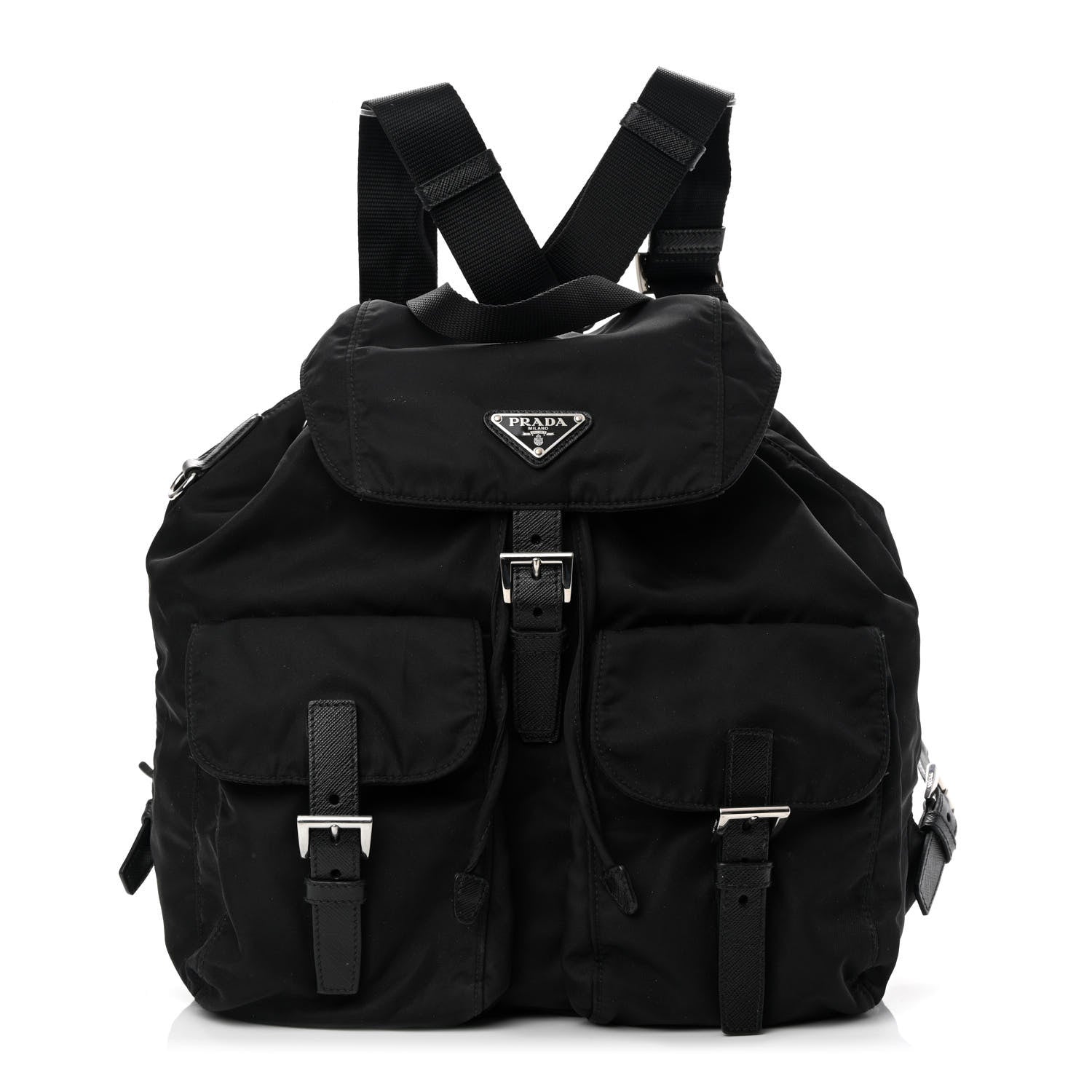 Prada Tessuto Nylon Saffiano Medium Backpack Black 1 of 13
