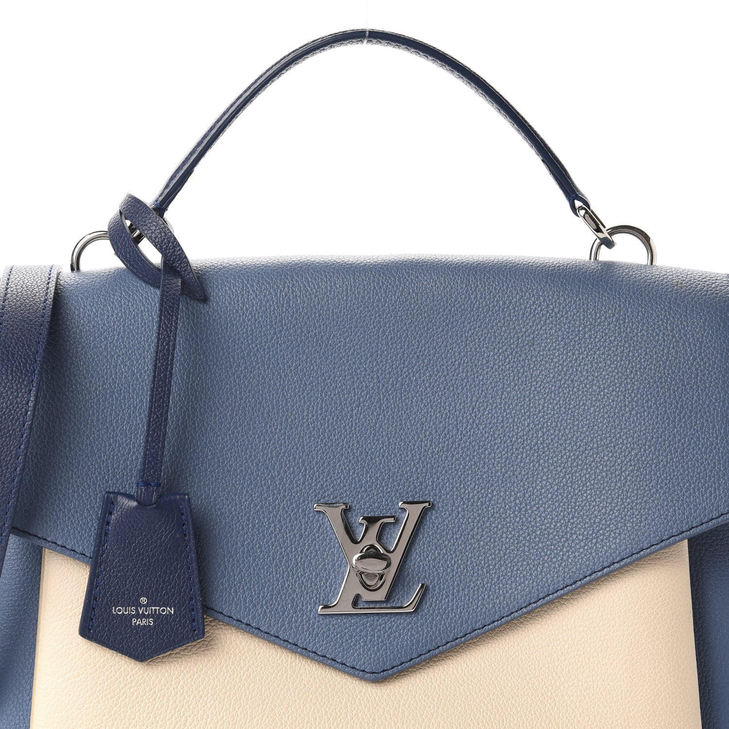 Louis Vuitton Soft Calfskin My Lockme Top Handle Blue Jean Creme 8 of 9