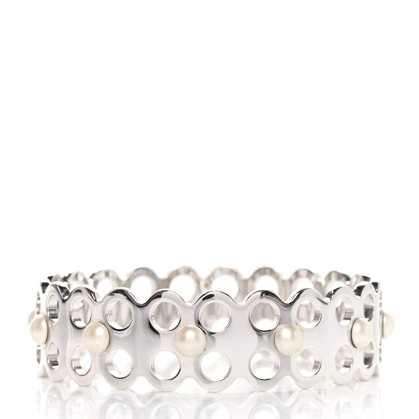 Metal Pearl Narrow Hide and Seek Bracelet S Silver