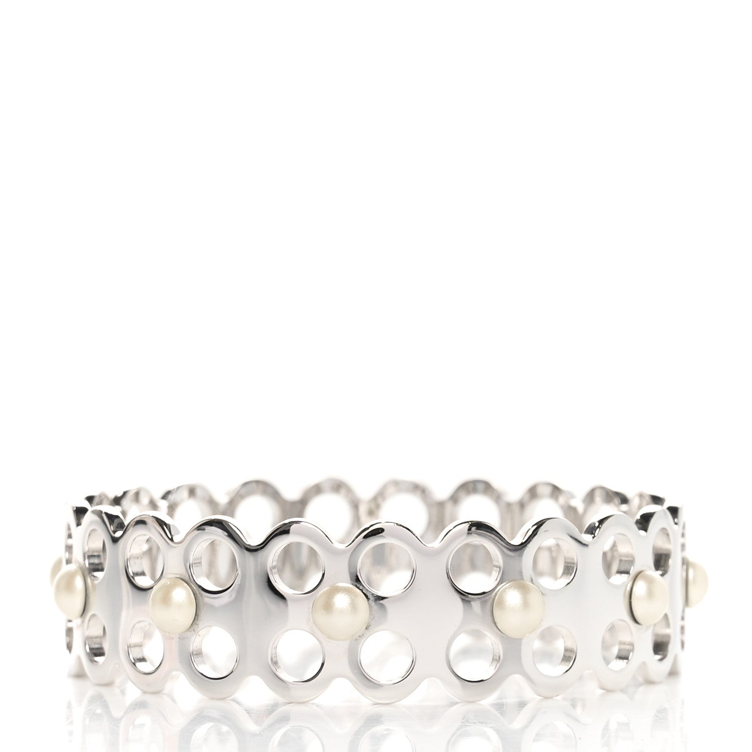 Louis Vuitton Metal Pearl Narrow Hide and Seek Bracelet S Silver 3 of 4