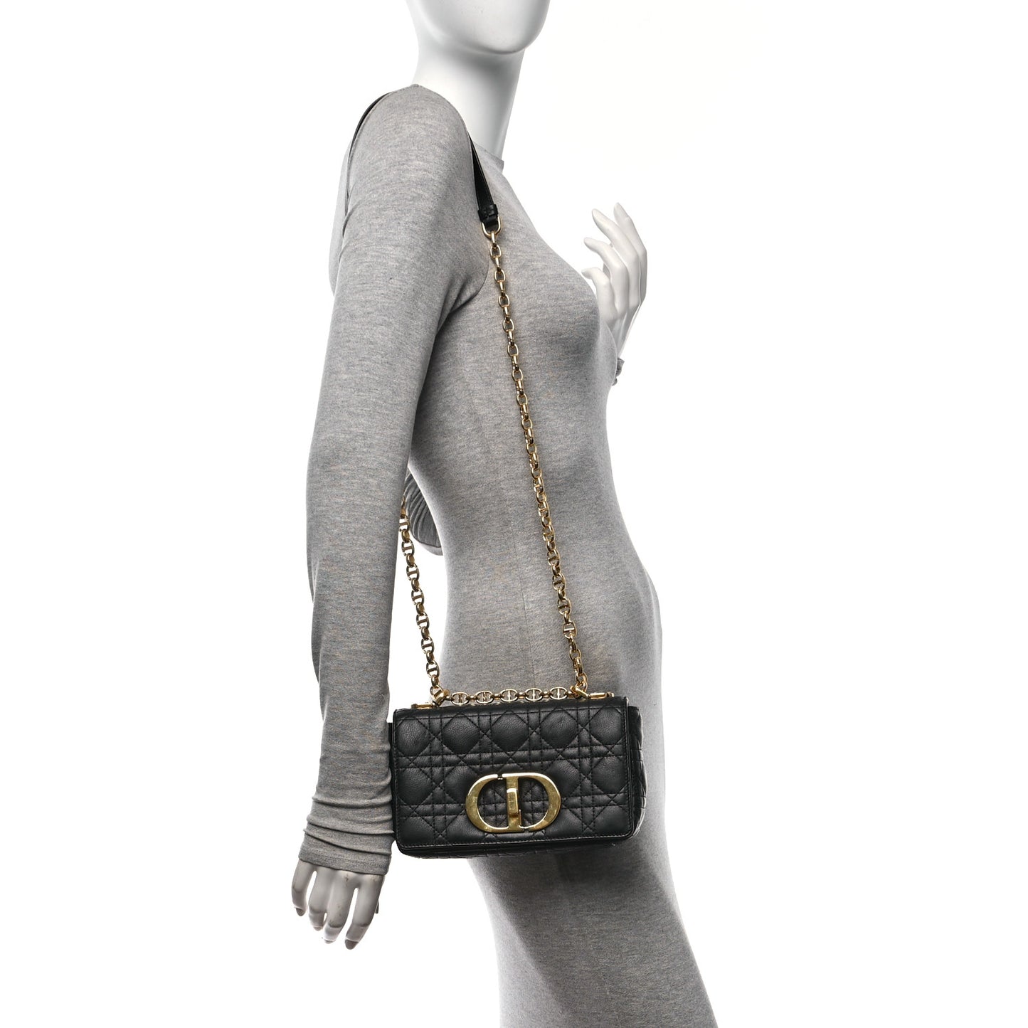 Calfskin Cannage Small Caro Bag Black