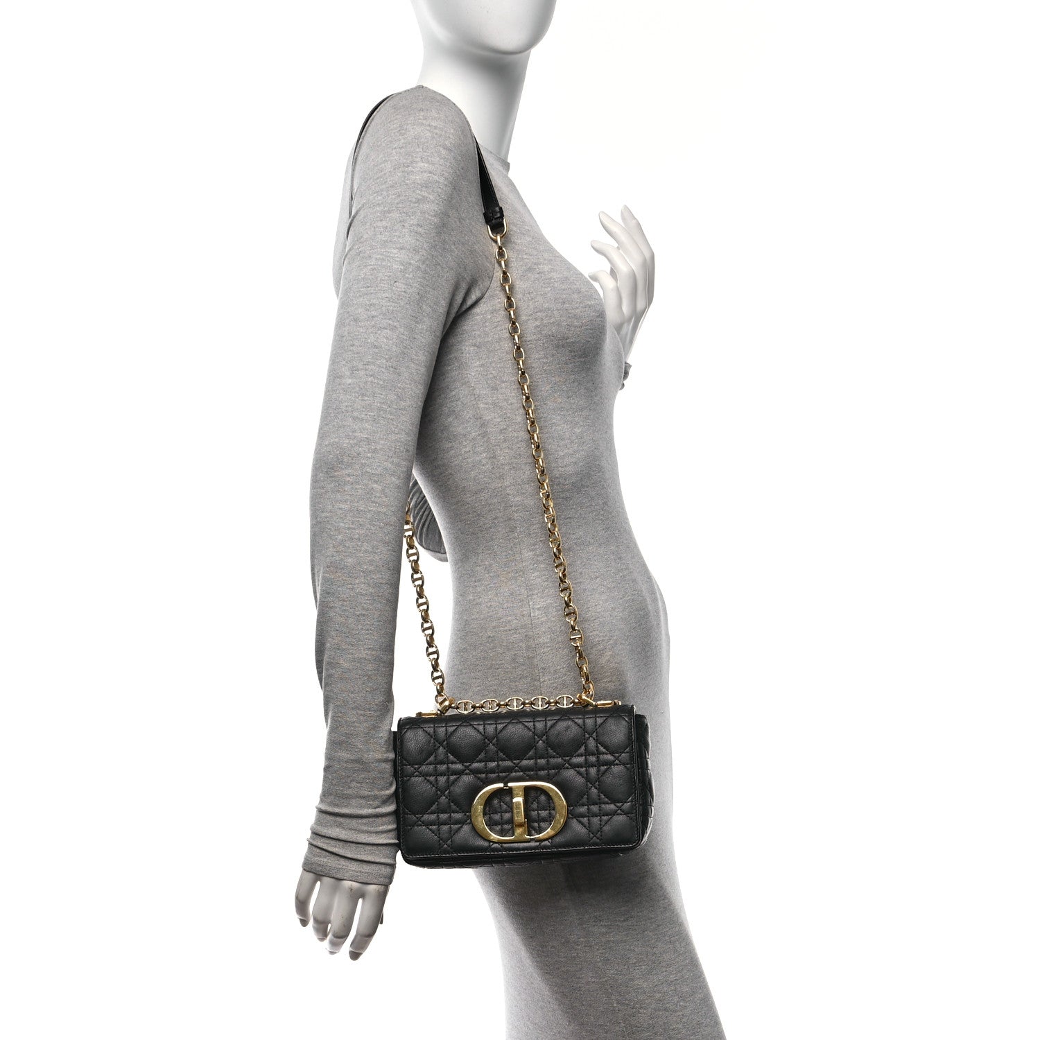 Christian Dior Calfskin Cannage Small Caro Bag Black 3 of 10