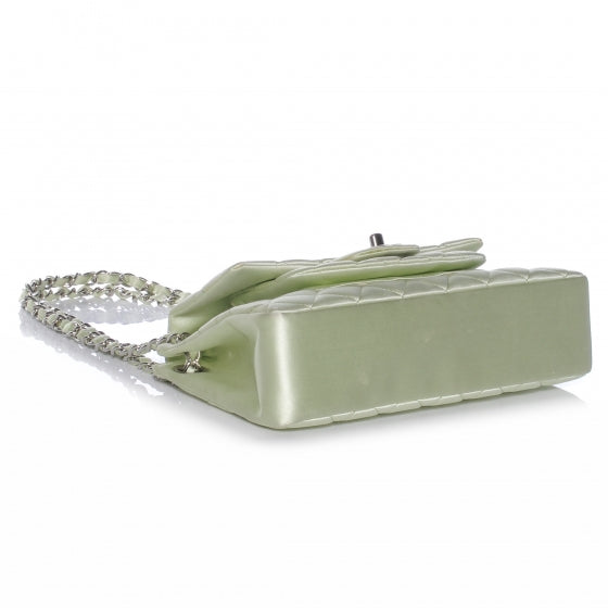 Satin Quilted Medium Flap Mint Green