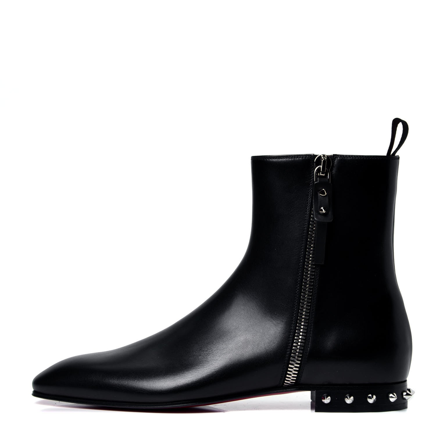 Christian Louboutin Calfskin Spikes Roadirik Flat Boots 43 Black 1 of 6