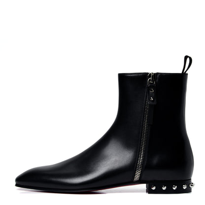 Christian Louboutin Calfskin Spikes Roadirik Flat Boots 43 Black 1 of 6